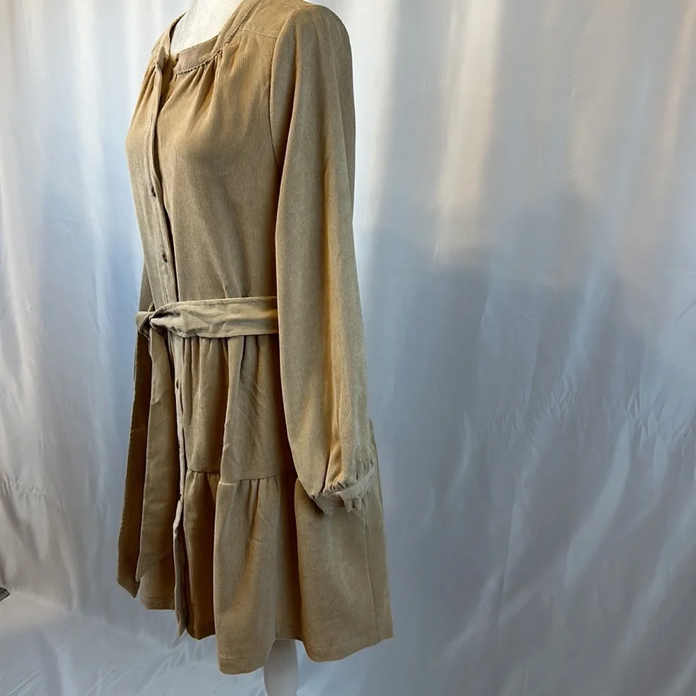 NWT - Simply Southern Tiered Corduroy Dress with Tie Belt, Size L. - Picture 5 of 6